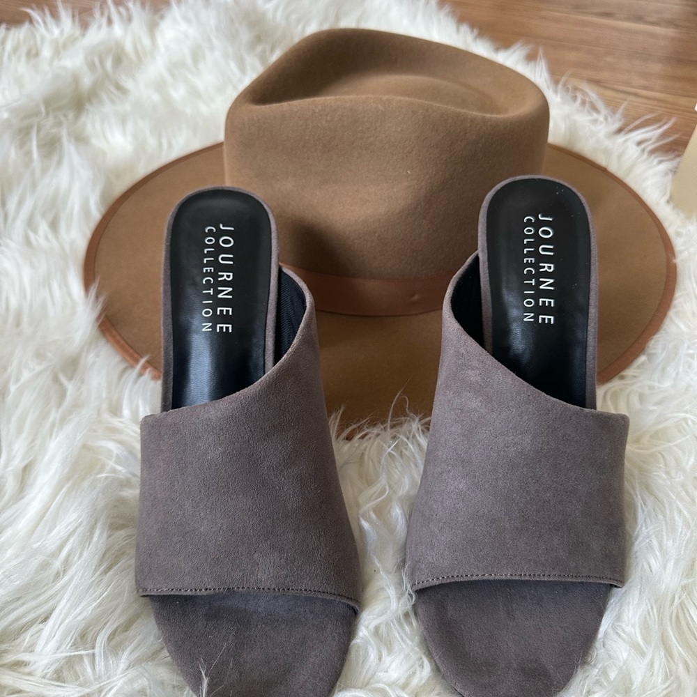 Journee Collection Gray Mules- New